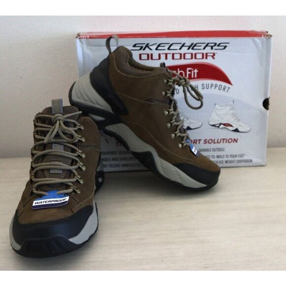 SKECHERS 204408 Men's Sz 8.5M Khaki Relaxed Fit Arch Fit Recon Romar Shoes - Picture 1 of 13